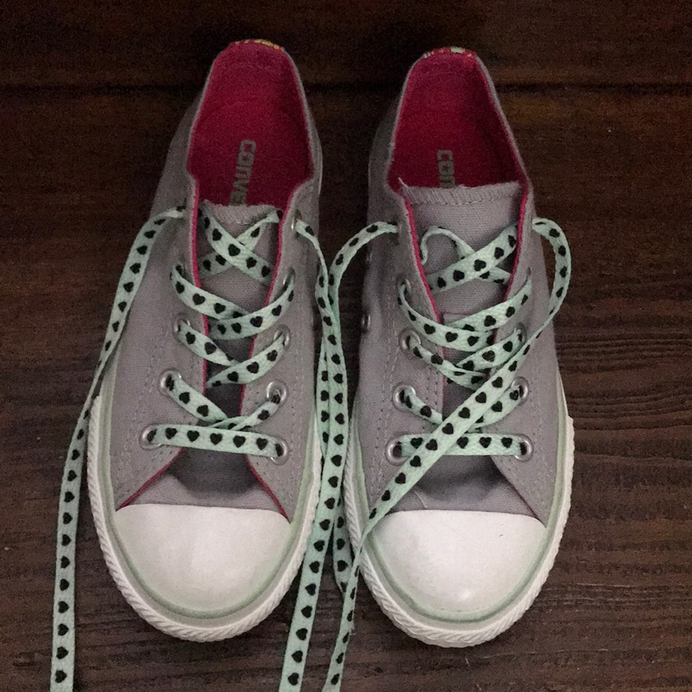 Girls grey, pink and teal converse low-tops
